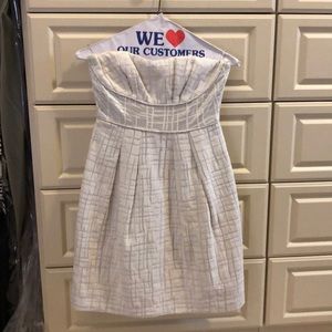 Ivory and silver BCBG cocktail dress.